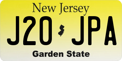 NJ license plate J20JPA