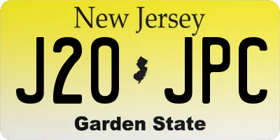 NJ license plate J20JPC