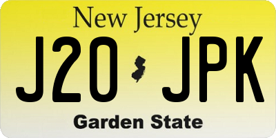 NJ license plate J20JPK