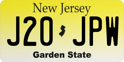 NJ license plate J20JPW