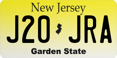 NJ license plate J20JRA