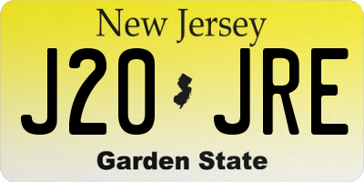 NJ license plate J20JRE