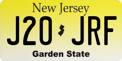 NJ license plate J20JRF