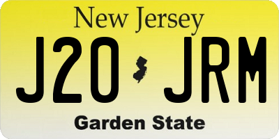 NJ license plate J20JRM