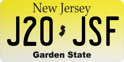 NJ license plate J20JSF