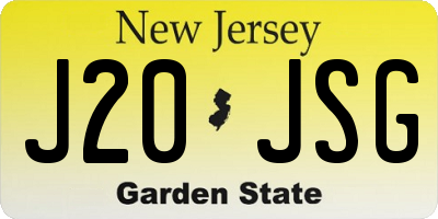 NJ license plate J20JSG