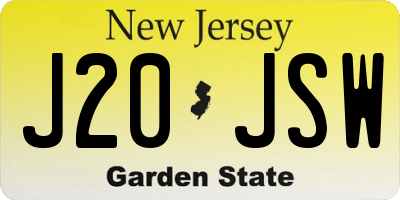 NJ license plate J20JSW