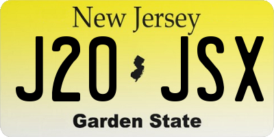 NJ license plate J20JSX