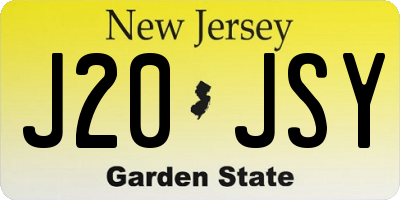 NJ license plate J20JSY