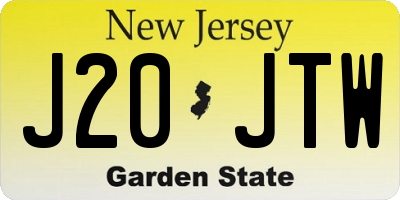 NJ license plate J20JTW
