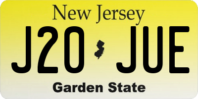 NJ license plate J20JUE