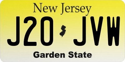 NJ license plate J20JVW