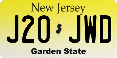 NJ license plate J20JWD