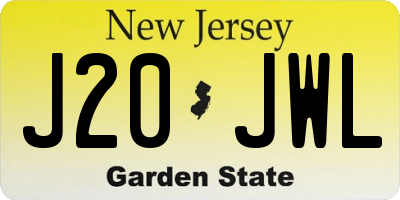 NJ license plate J20JWL