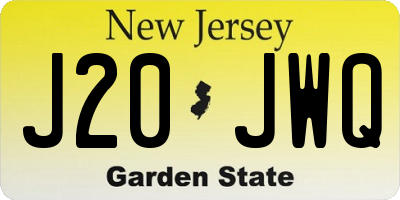 NJ license plate J20JWQ