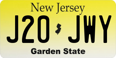 NJ license plate J20JWY