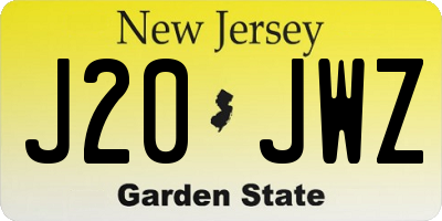 NJ license plate J20JWZ