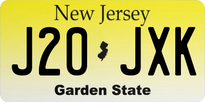 NJ license plate J20JXK