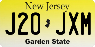 NJ license plate J20JXM
