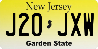 NJ license plate J20JXW