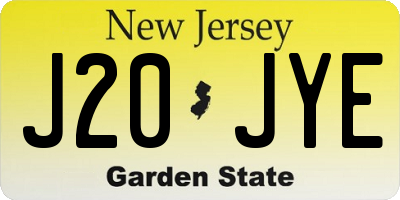 NJ license plate J20JYE
