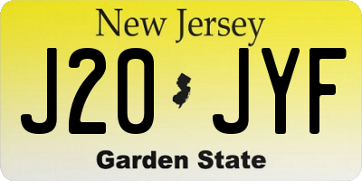 NJ license plate J20JYF