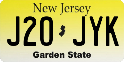 NJ license plate J20JYK