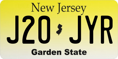 NJ license plate J20JYR