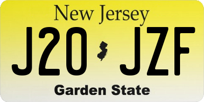 NJ license plate J20JZF