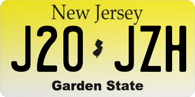 NJ license plate J20JZH