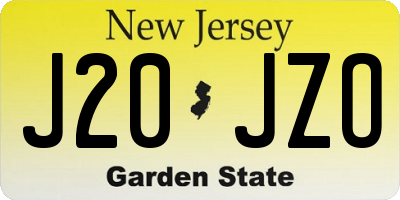 NJ license plate J20JZO