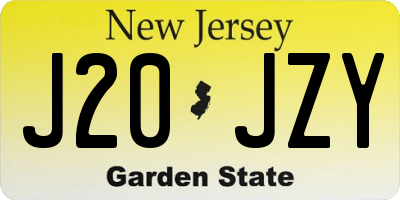 NJ license plate J20JZY