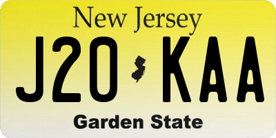 NJ license plate J20KAA