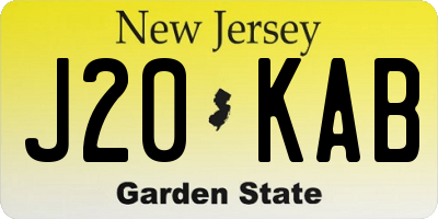 NJ license plate J20KAB