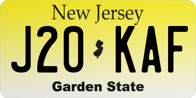 NJ license plate J20KAF