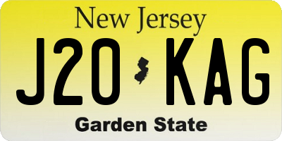 NJ license plate J20KAG