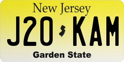 NJ license plate J20KAM