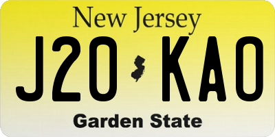 NJ license plate J20KAO
