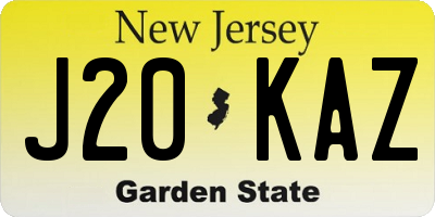 NJ license plate J20KAZ