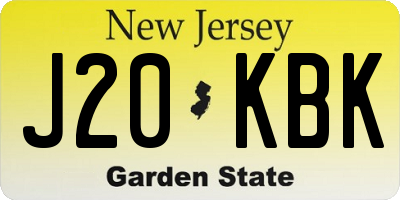NJ license plate J20KBK