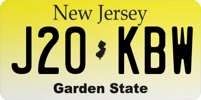 NJ license plate J20KBW