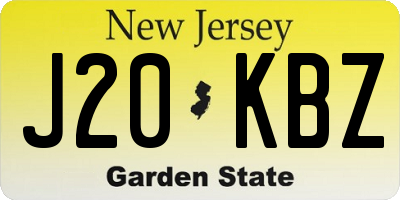 NJ license plate J20KBZ