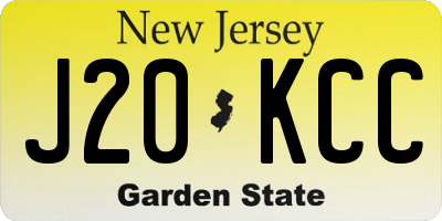 NJ license plate J20KCC