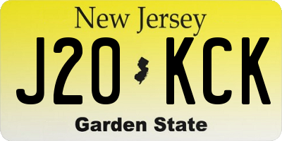 NJ license plate J20KCK