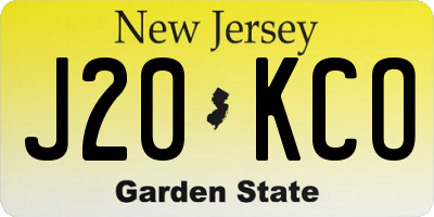 NJ license plate J20KCO
