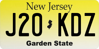 NJ license plate J20KDZ