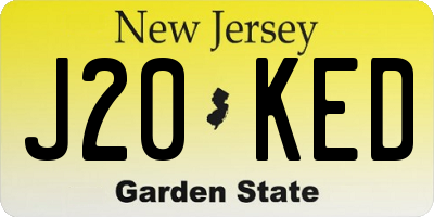 NJ license plate J20KED