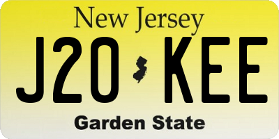 NJ license plate J20KEE