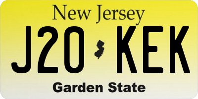 NJ license plate J20KEK