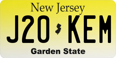NJ license plate J20KEM